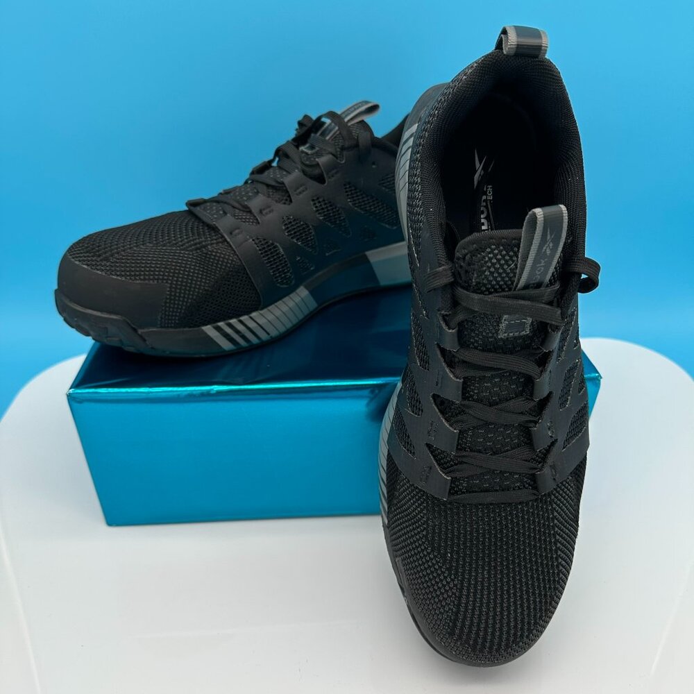 Reebok Men's Fushion Flexweave Safety Work Sneaker Shoe, Size 10.5W, Black/Grey‎